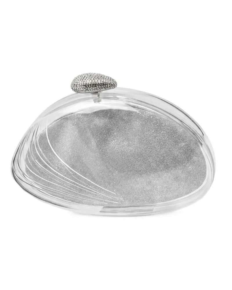 Benedetta Bruzziches crystal-embellished shell clutch bag - Silber Silber