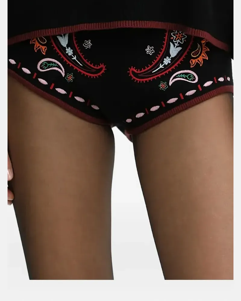 Never Fully Dressed embroidered-detail shorts - Schwarz Schwarz