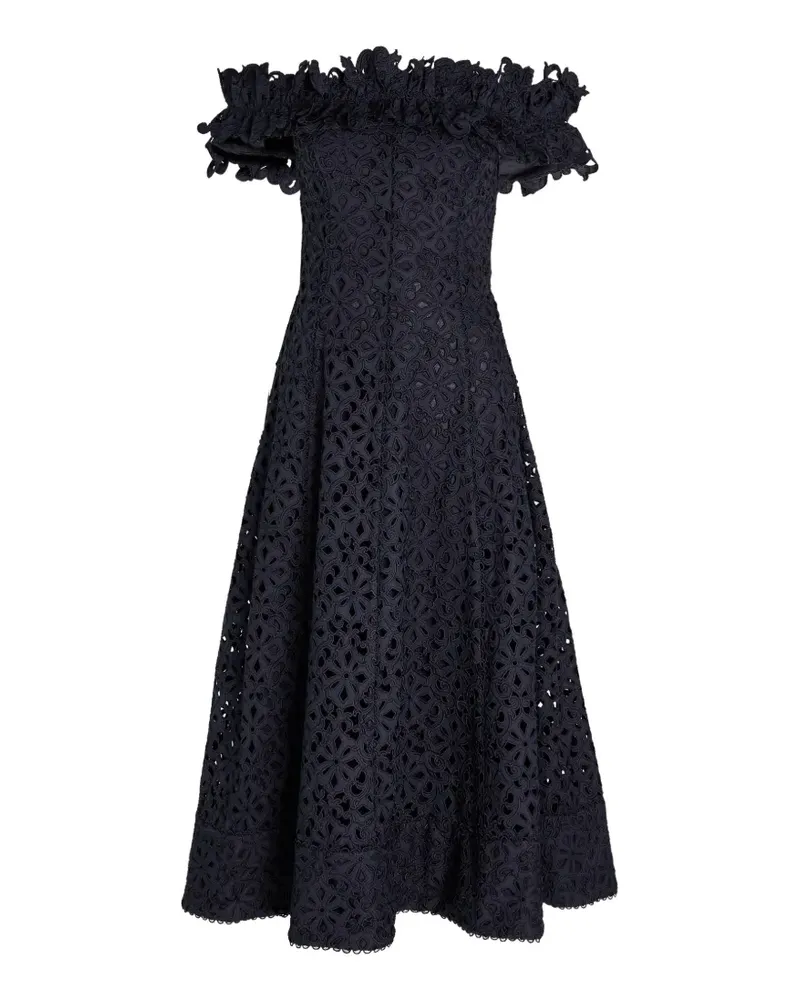 Rebecca Vallance guipure-lace off-the-shoulder midi dress - Blau Blau