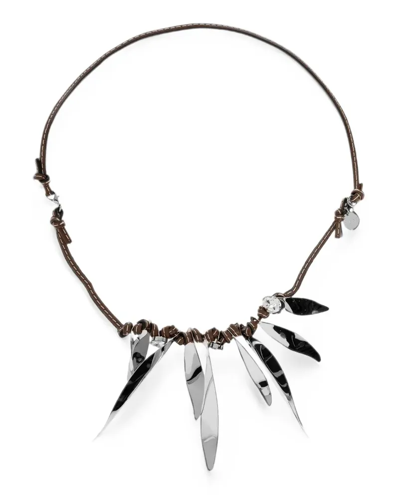 Marni crystal-embellished leaf-pendant necklace - Braun Braun
