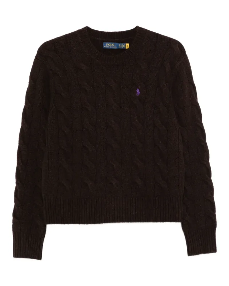 Ralph Lauren Pullover mit Zopfmuster und Logo-Stickerei - Braun Braun