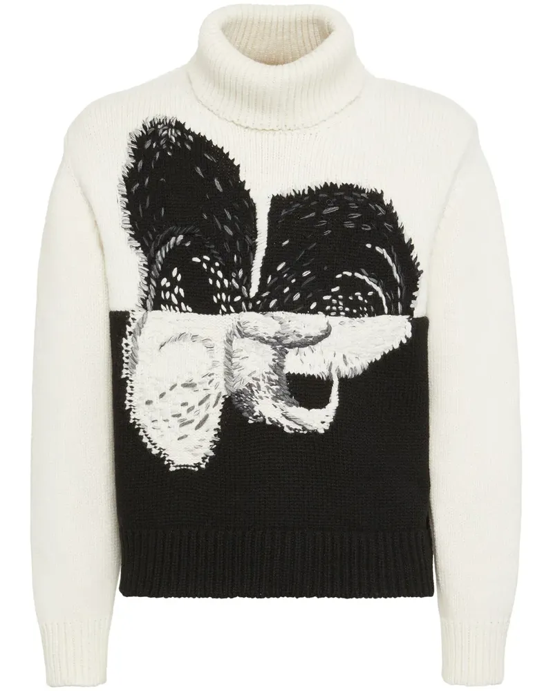 Alexander McQueen Pullover mit Orchidee - Weiß Weiß