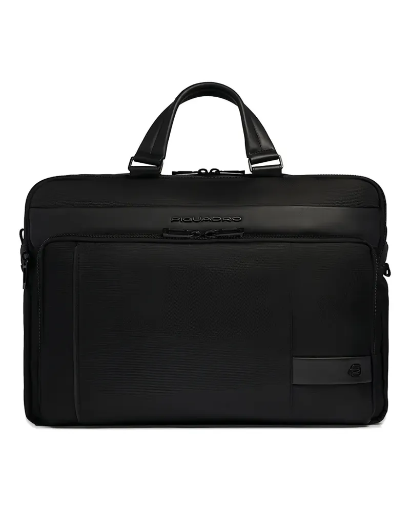 Piquadro leather-panelled laptop bag - Schwarz Schwarz