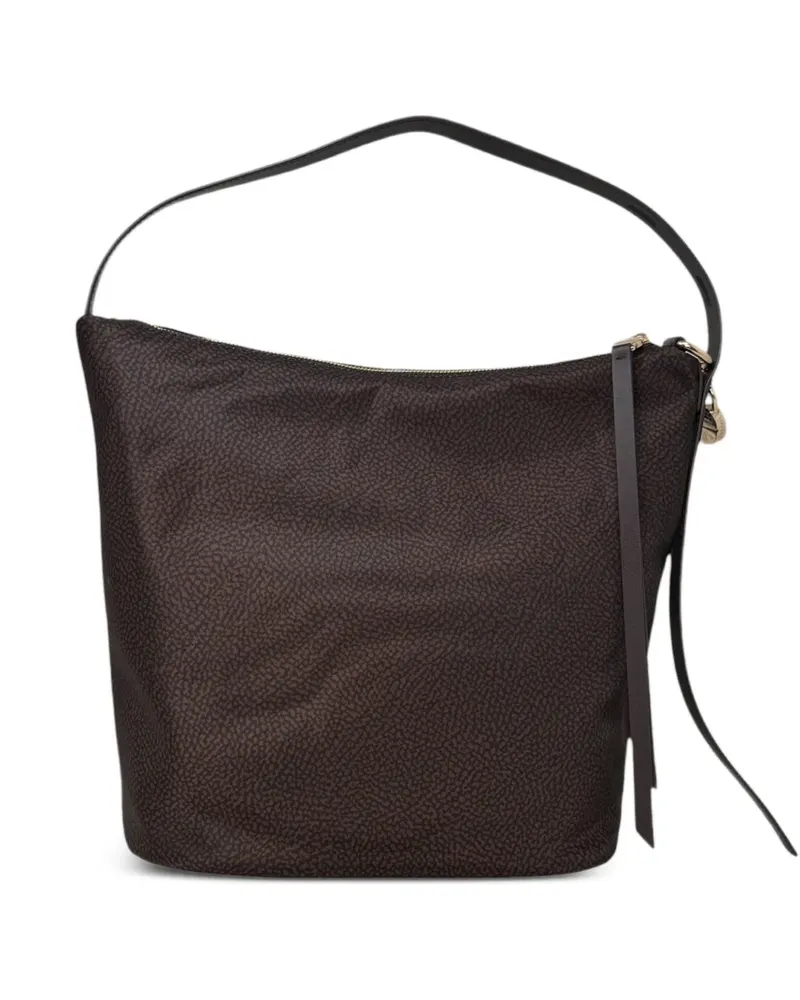 Borbonese Mittelgroße Prive Schultertasche mit OP-Print - Braun Braun