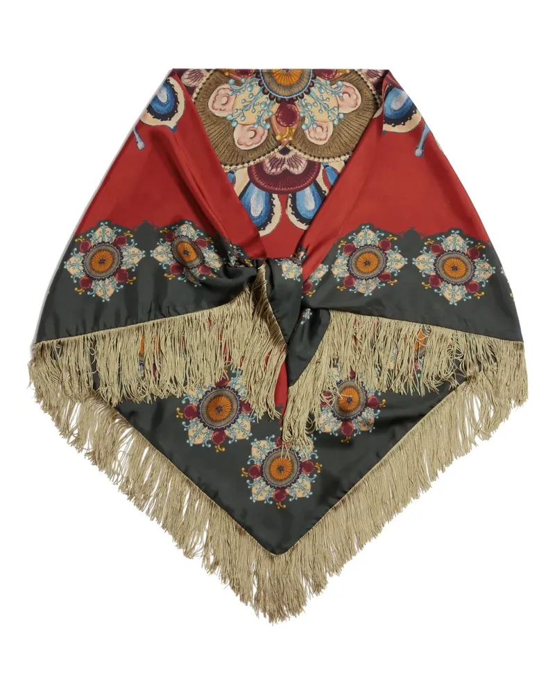 La DoubleJ floral-print fringed scarf - Rot Rot