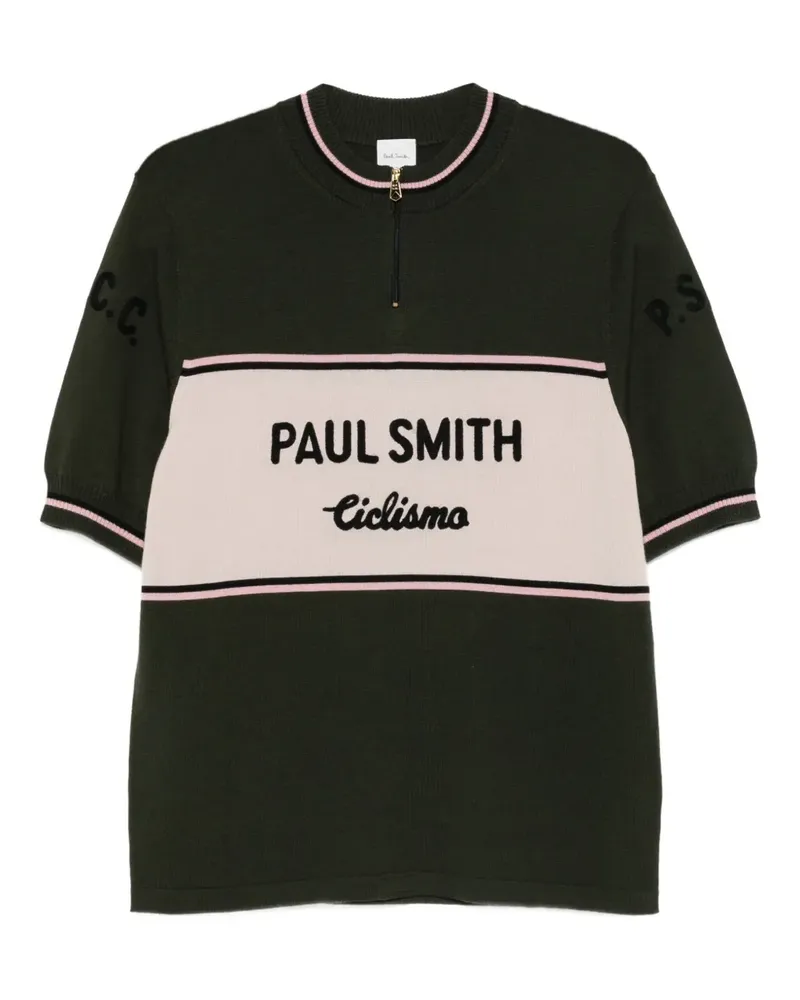Paul Smith Gestreifter Pullover mit kurzem Reißverschluss - Grün Grün