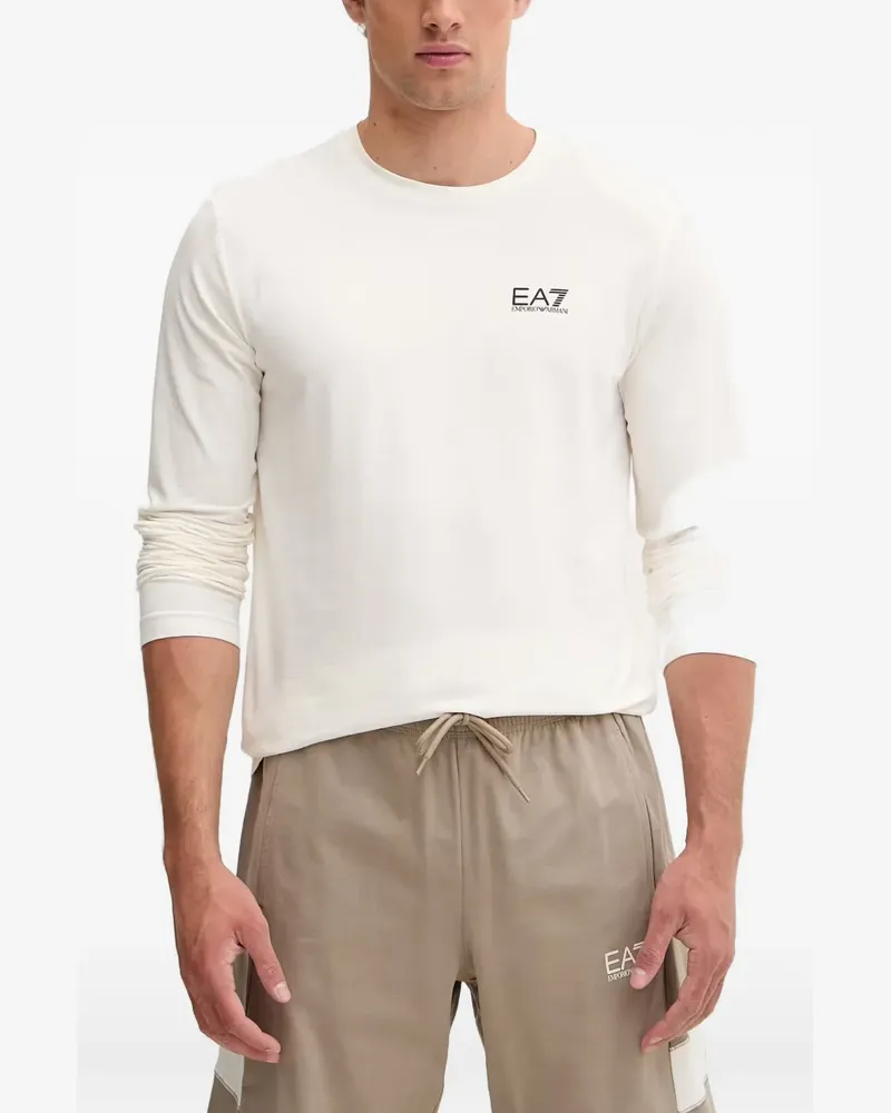 EA7 logo-print long-sleeve T-shirt - Nude Nude