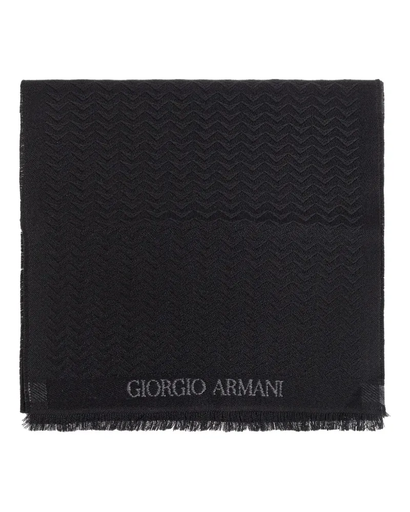 Giorgio Armani Schal mit Fransen - Schwarz Schwarz