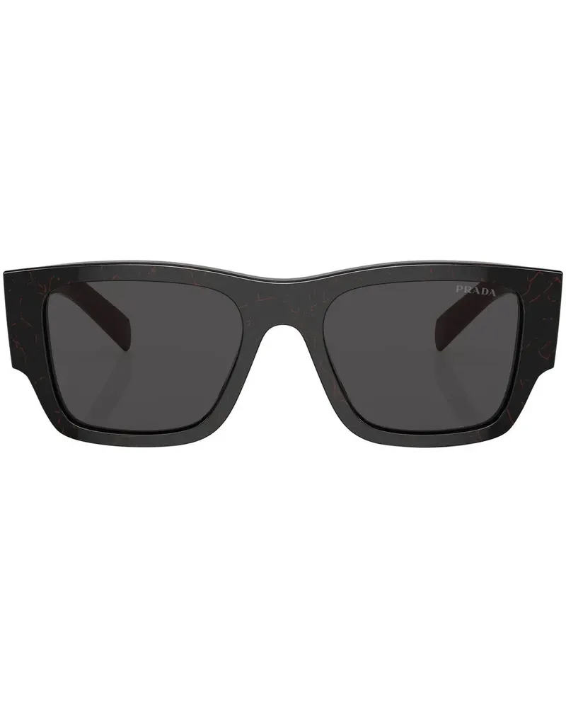 Prada Eckige Sonnenbrille mit Logo - Schwarz Schwarz