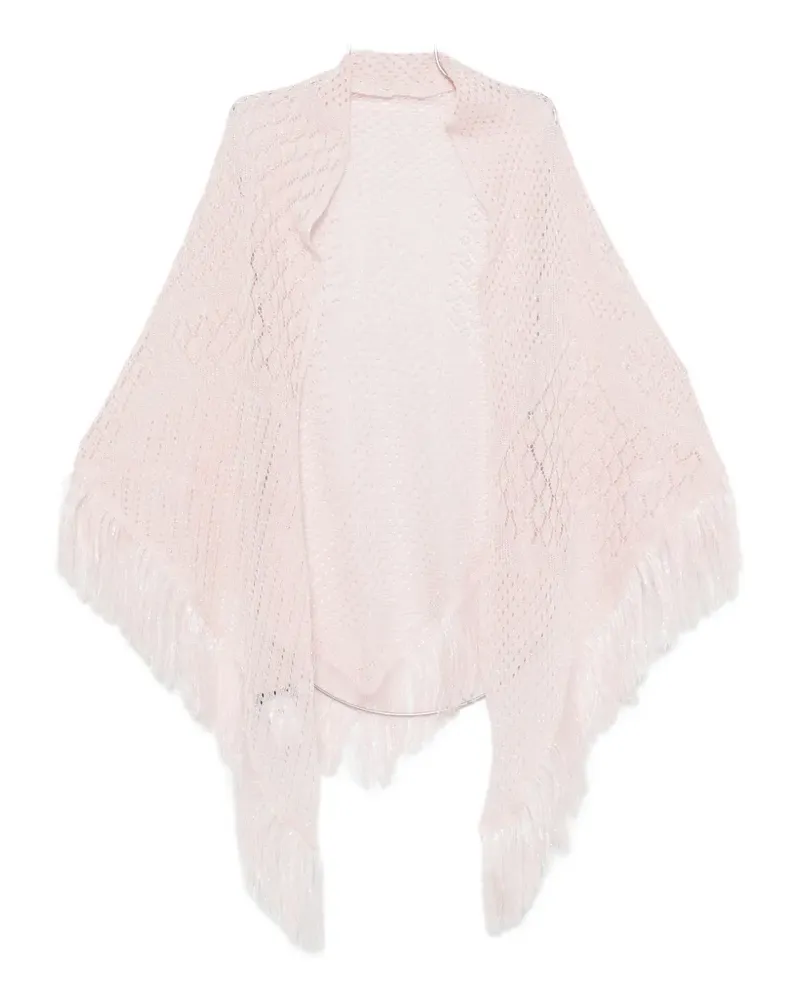 Simona Corsellini fringe-trimmed open-knit scarf - Rosa Rosa