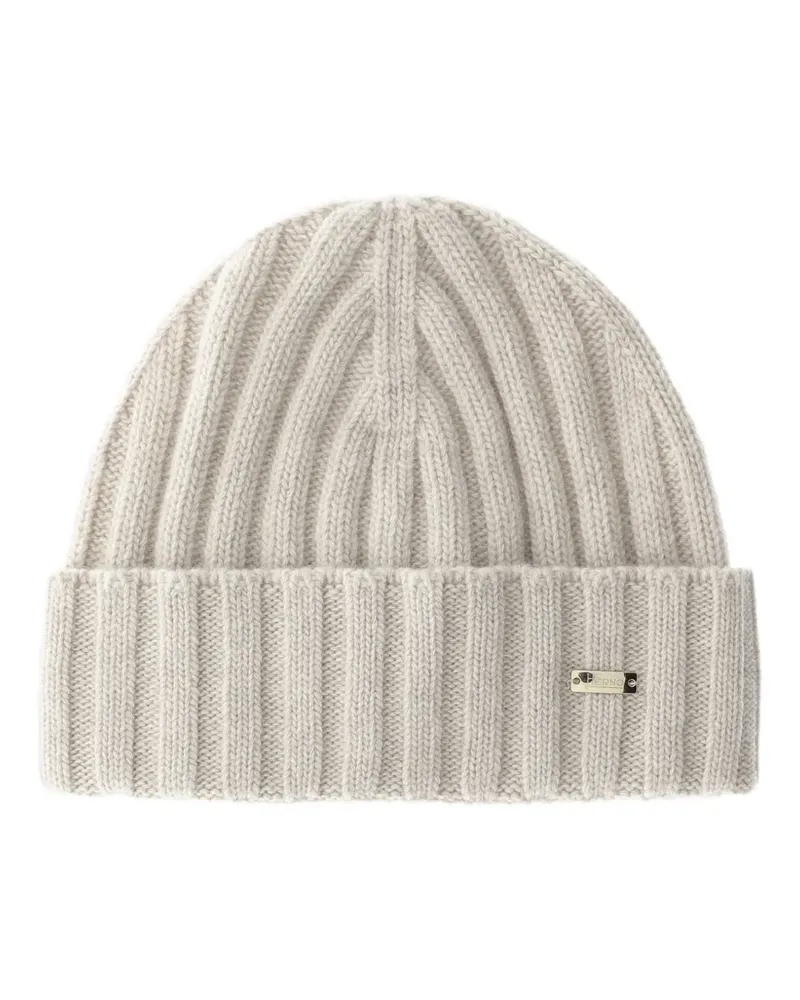 Herno Beanie aus geripptem Strick - Nude Nude