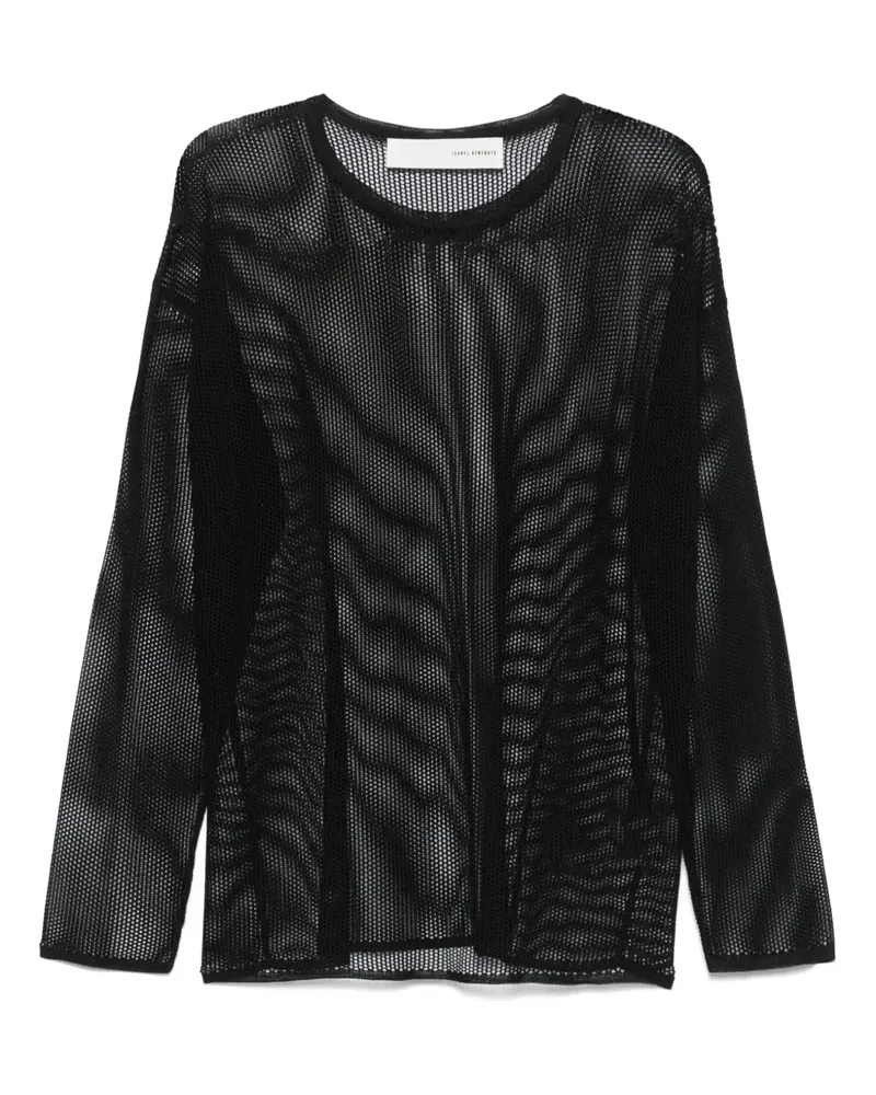 Isabel Benenato Pullover mit Lochstrickmuster - BLACK Black