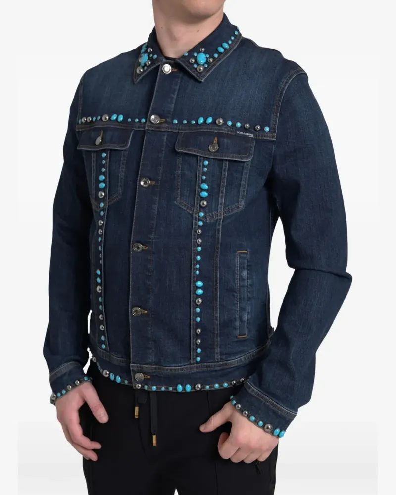 Dolce & Gabbana Verzierte Jeansjacke mit Nieten - Blau Blau