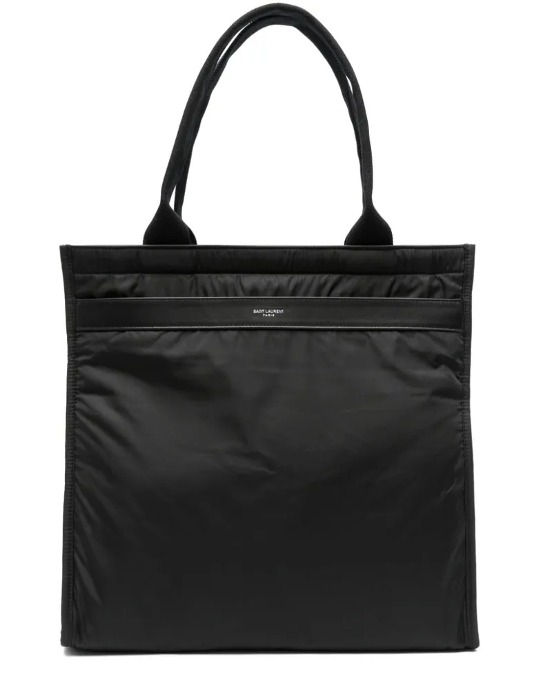 Saint Laurent Shopper mit Logo-Patch Schwarz