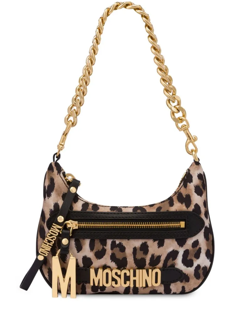 Moschino Mini-Tasche mit Leoparden-Print Braun