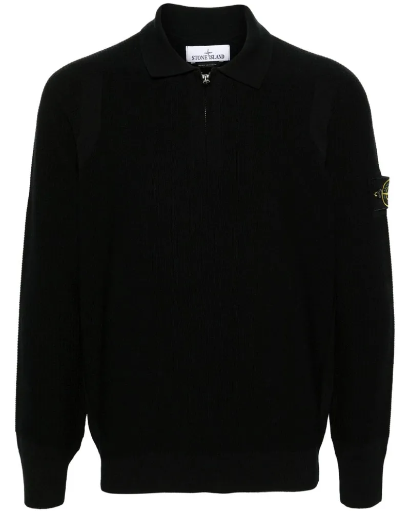 Stone Island Poloshirt mit Kompass-Patch Schwarz