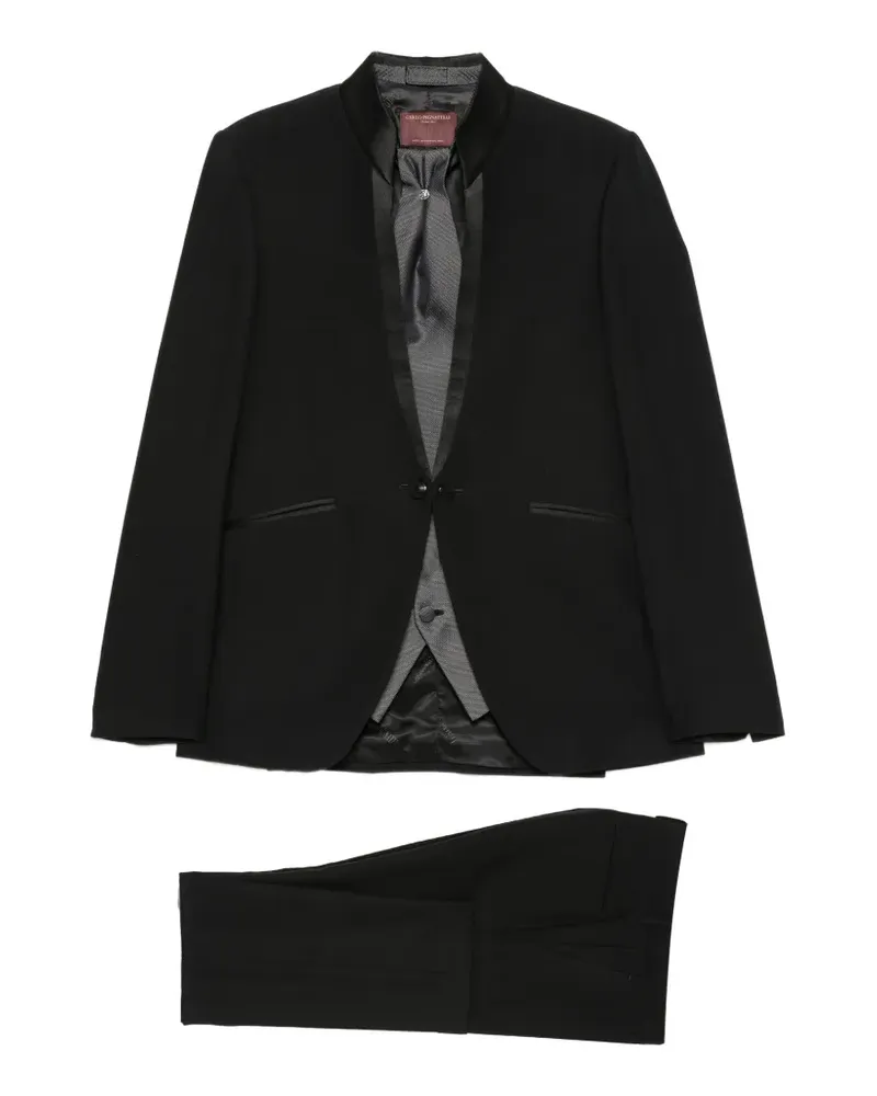 Carlo Pignatelli mandarin-collar satin-trim wool suit (set of four) - Schwarz Schwarz