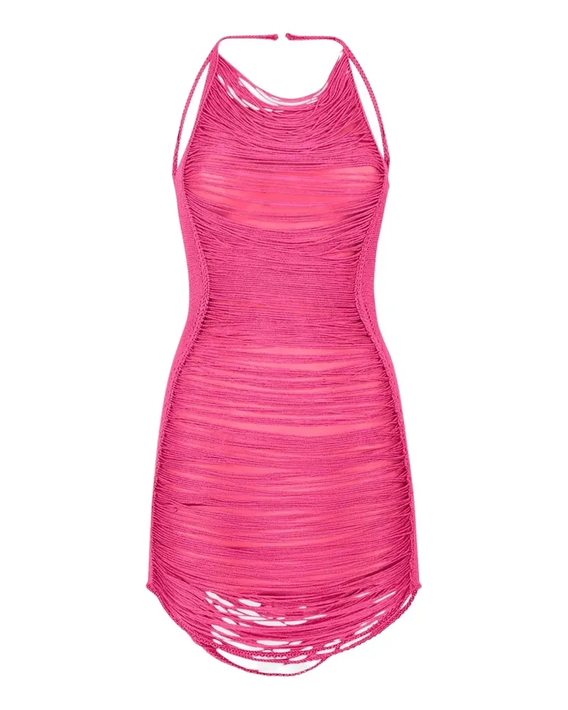 ATTICO Neckholder-Minikleid mit Fransen - Rosa Rosa
