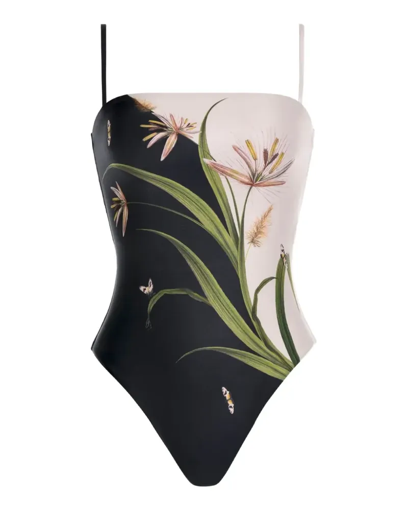 AGUA BENDITA Durazno floral-print swimsuit - Schwarz Schwarz
