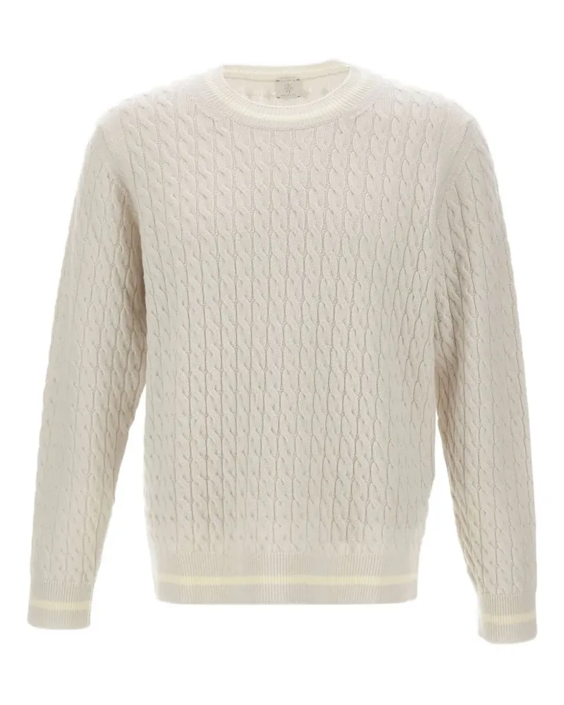 Eleventy Gerippter Pullover mit Zopfmuster - Nude Nude