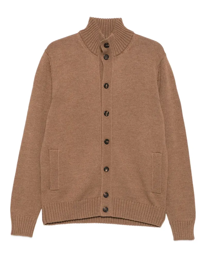 Zanone Stehkragen-Cardigan mit Knopfverschluss - Braun Braun