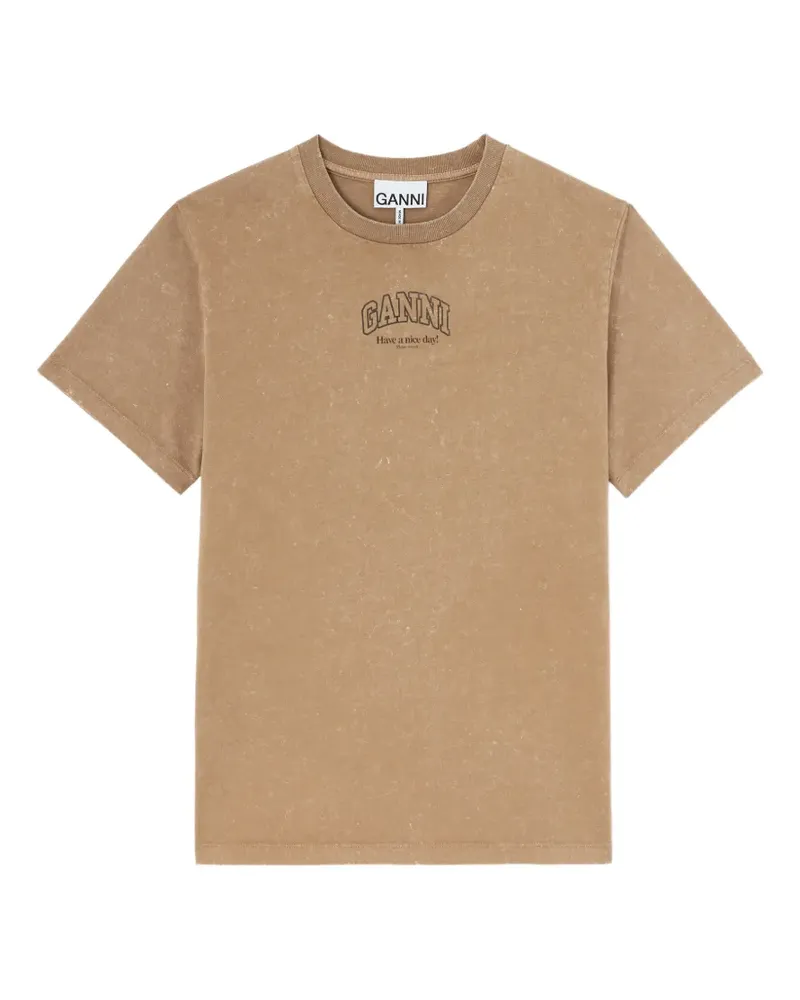Ganni T-Shirt mit Logo - Braun Braun