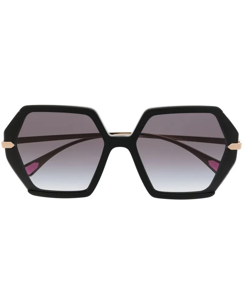 Bulgari Sonnenbrille mit sechseckigem Design Schwarz