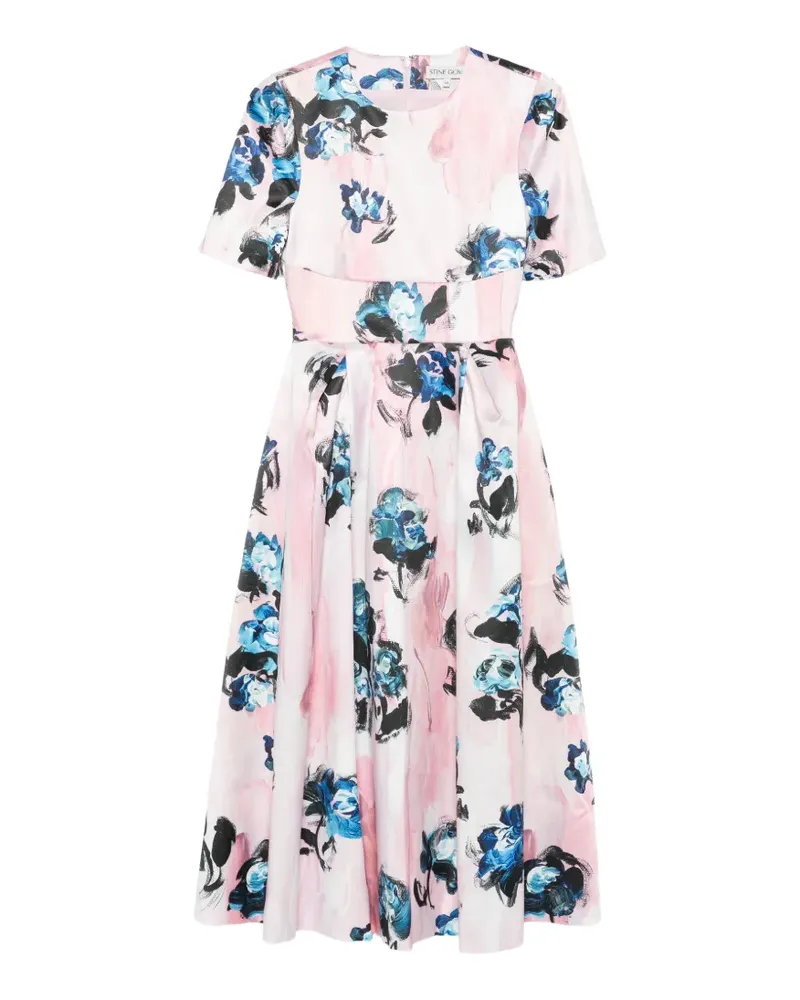 Stine Goya Plissiertes Midikleid mit Blumenprint - Rosa Rosa