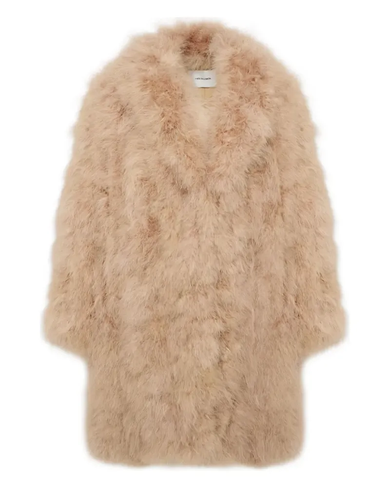Yves Salomon feather-detailing coat - Braun Braun
