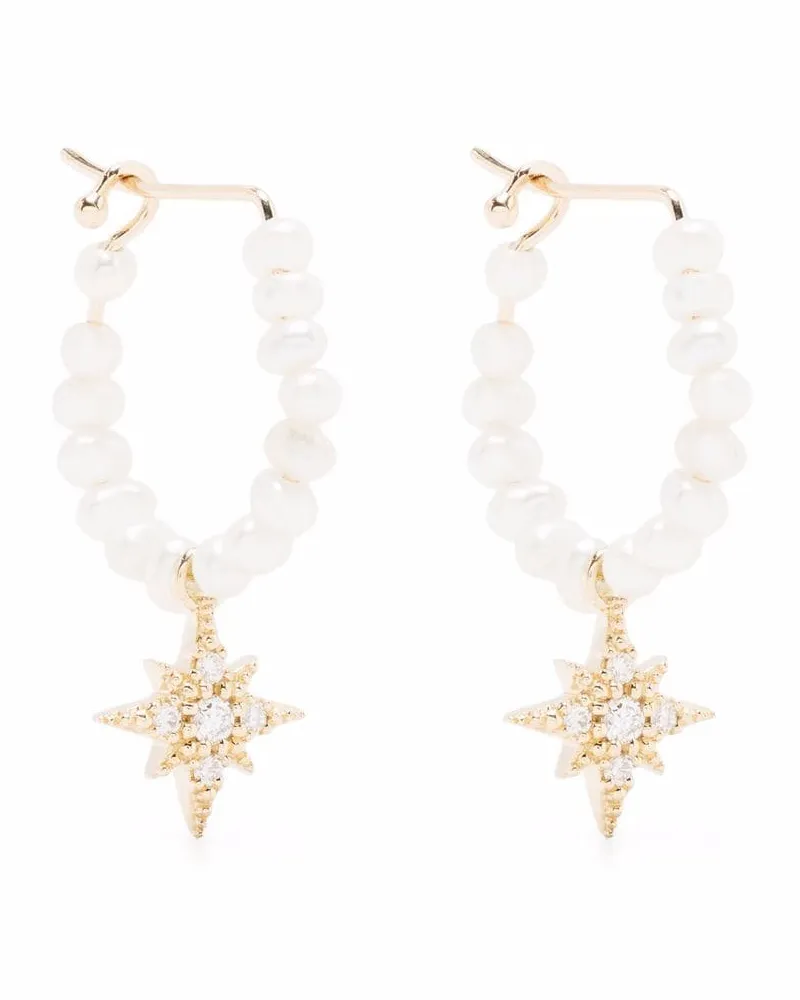 MIZUKI 14kt Gelbgoldcreolen mit Diamanten Gold