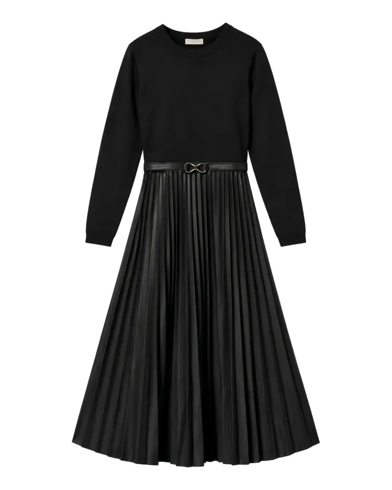 Twin-Set pleated belted midi dress - Schwarz Schwarz