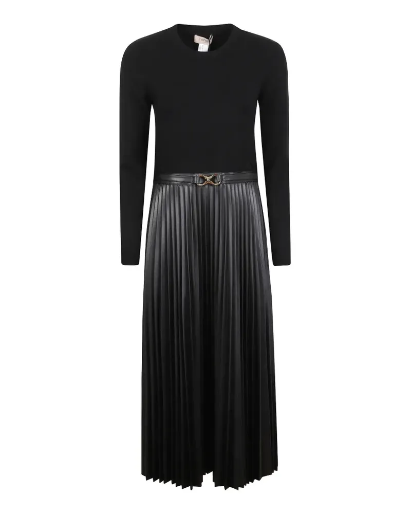 Twin-Set Midikleid mit Gürtel - Schwarz Schwarz