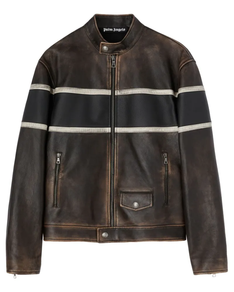 Palm Angels Crystal Pin-Up Bikerjacke - Braun Braun