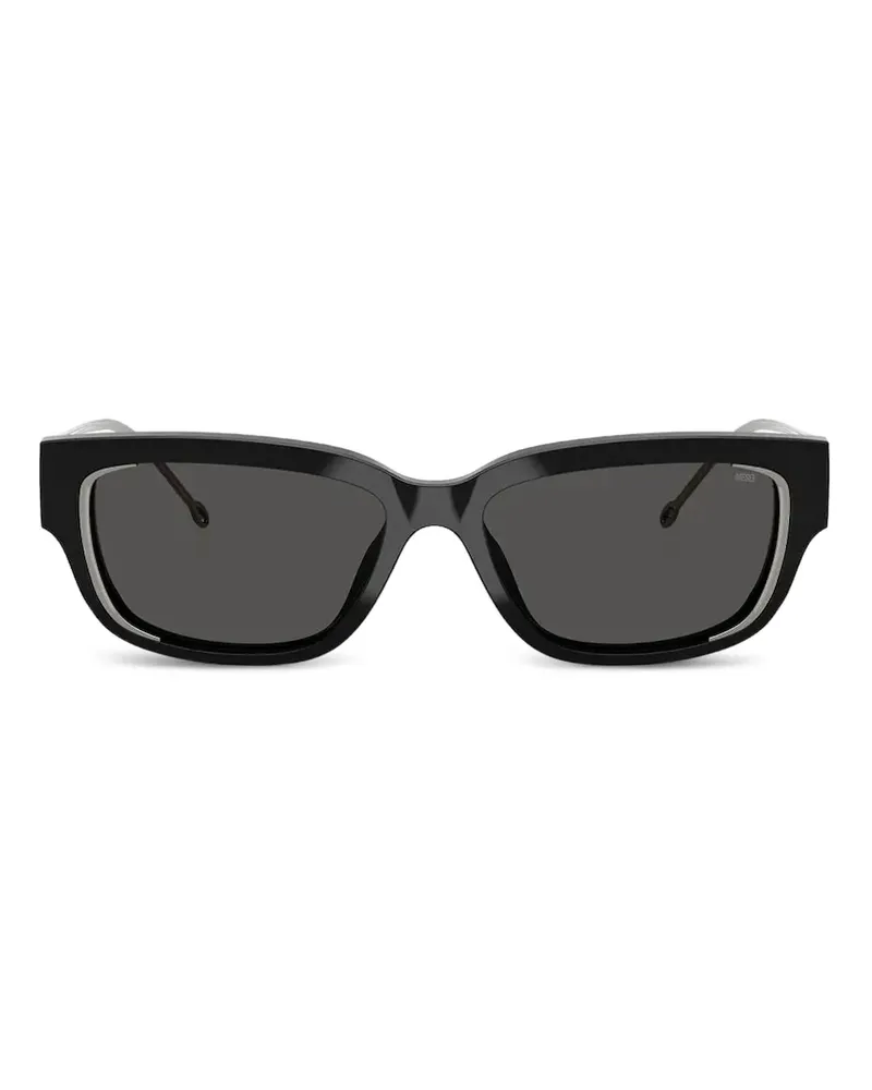 Diesel Sonnenbrille mit eckigem Gestell - Schwarz Schwarz