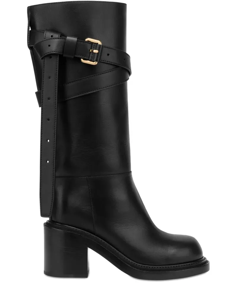 Moschino Bikerstiefel aus Leder - Schwarz Schwarz