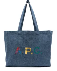 A.P.C. Shopper mit Logo-Print Blau