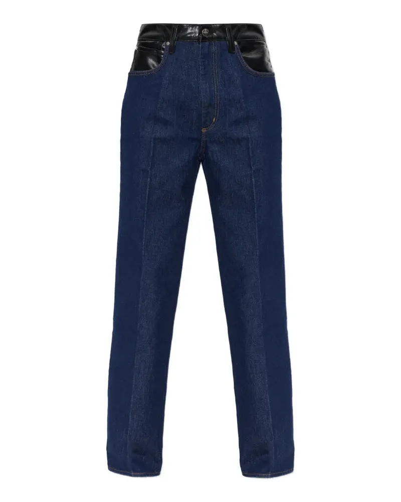 AGOLDE leather-trimmed straight-leg jeans - Blau Blau