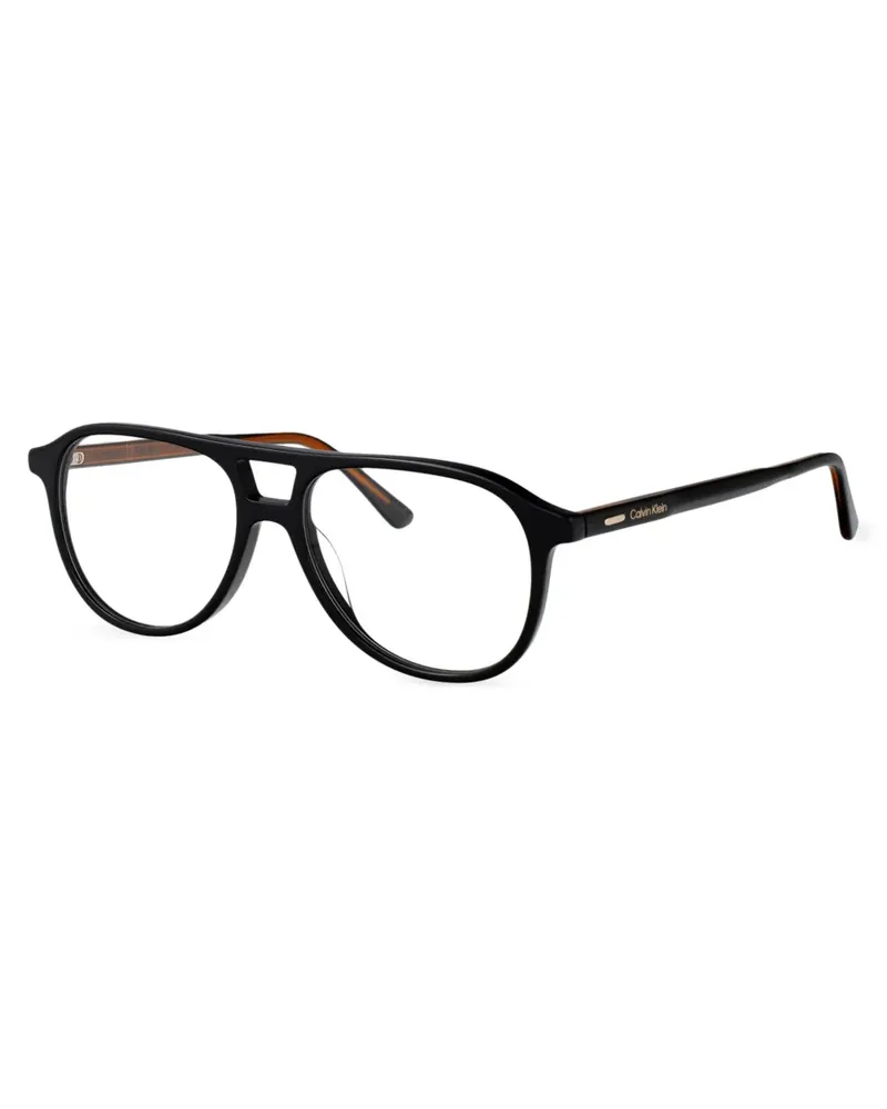 Calvin Klein Runde Sonnenbrille mit Doppelsteg - Schwarz Schwarz