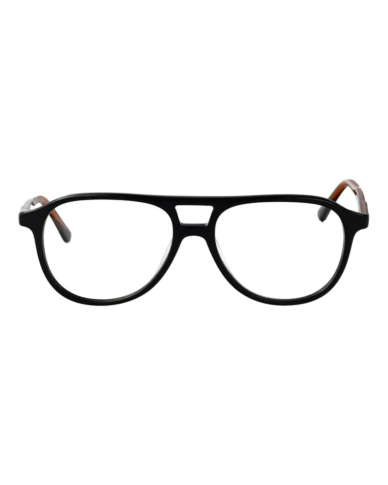 Calvin Klein Runde Sonnenbrille mit Doppelsteg - Schwarz Schwarz