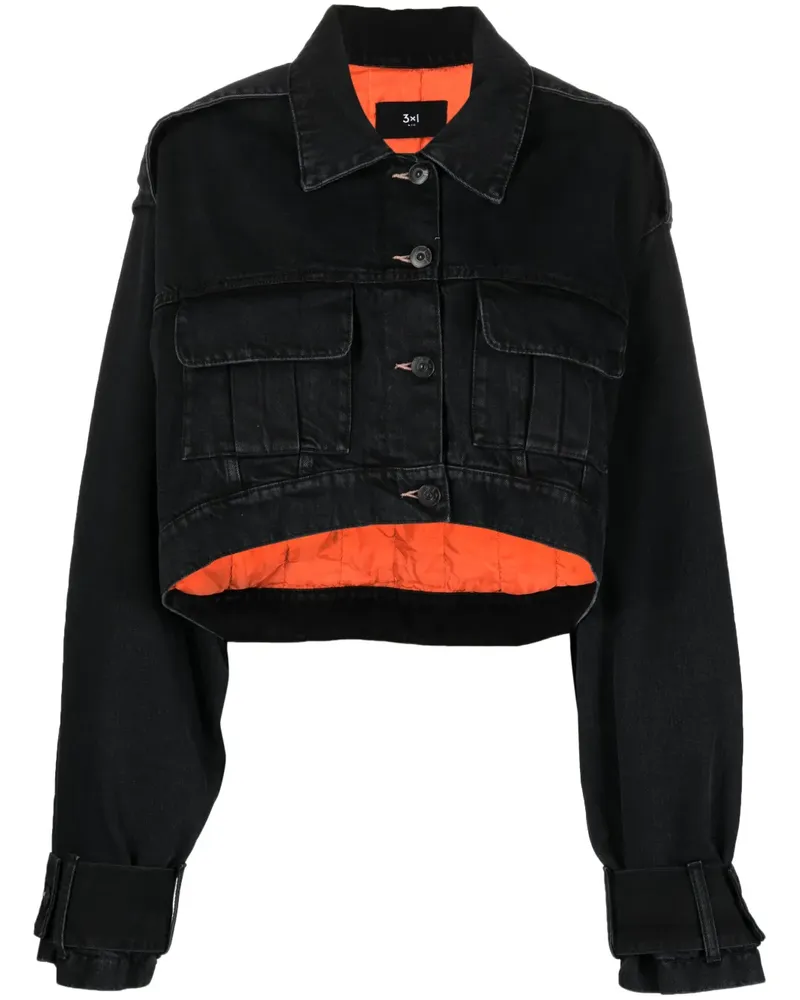 3x1 Klassische Cropped-Jeansjacke - Schwarz Schwarz