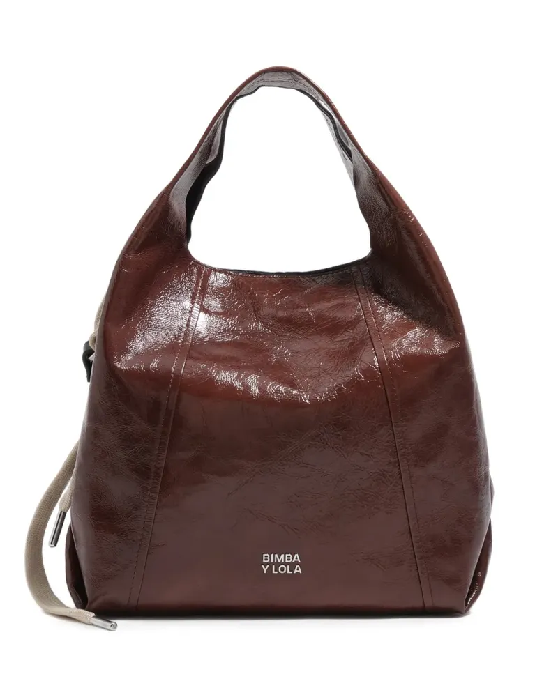 BIMBA Y LOLA Mittelgroße Mokka Tasche aus glänzendem Leder - Braun Braun