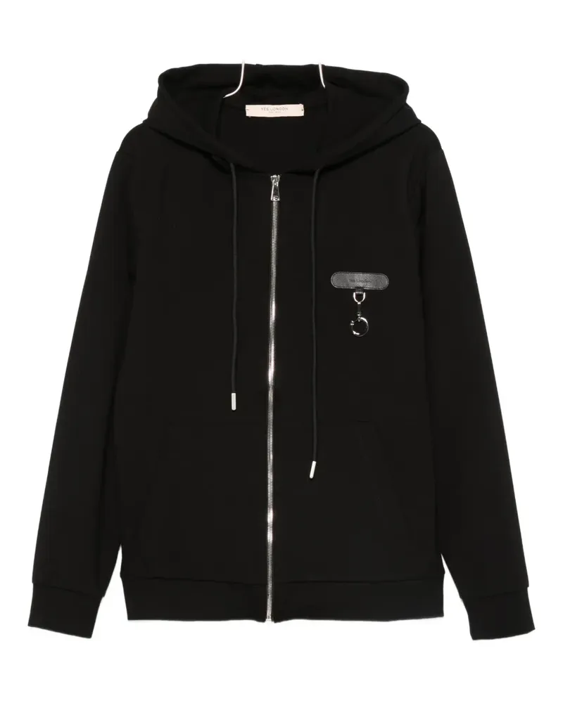Yes London logo-patch zip-up hoodie - Schwarz Schwarz