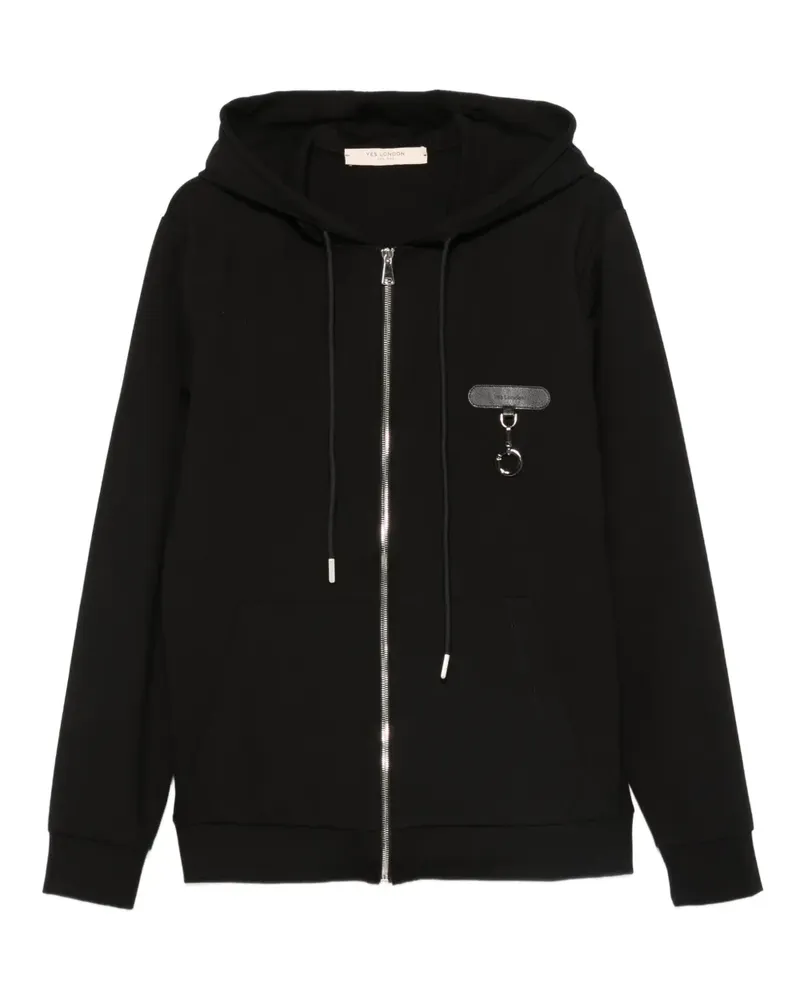 Yes London Kapuzenjacke mit Logo-Patch - Schwarz Schwarz