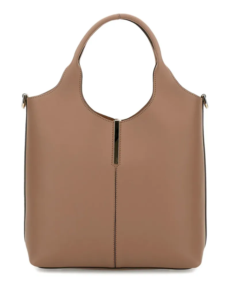TOD'S removable-strap hook leather shoulder bag - Nude Nude