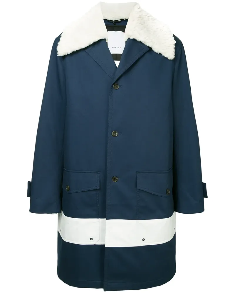 Ports V Shearling-Mantel - Blau Blau