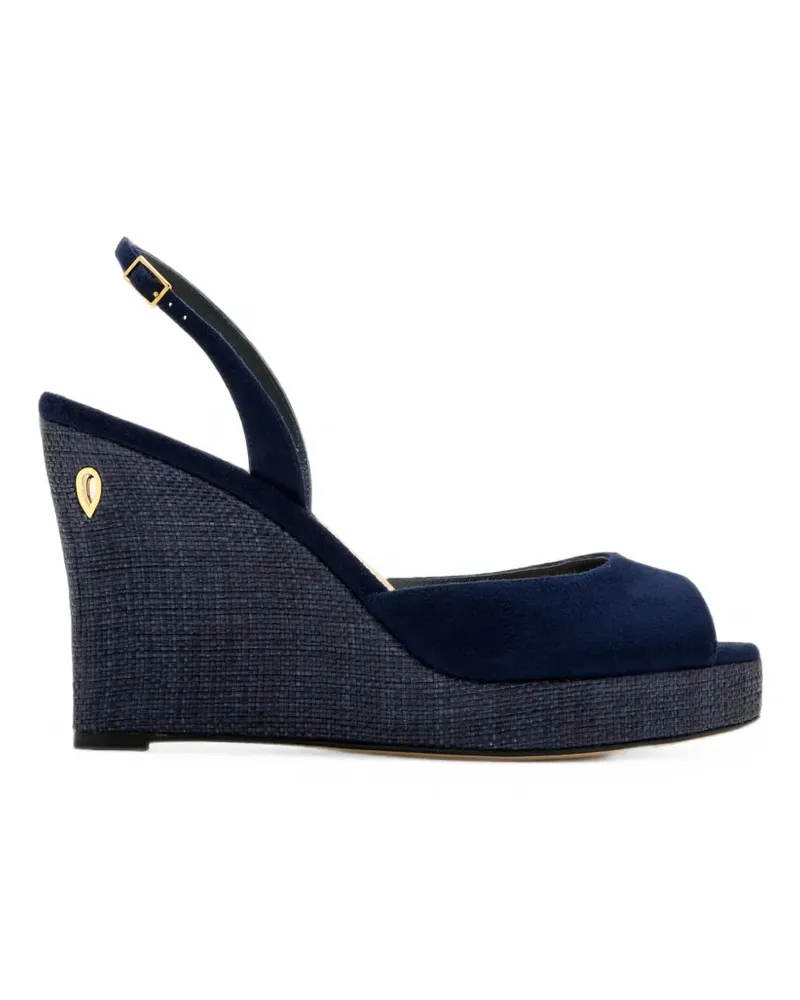 Jennifer Chamandi Nino Wedge-Sandalen aus Raffiabast 105mm - Blau Blau