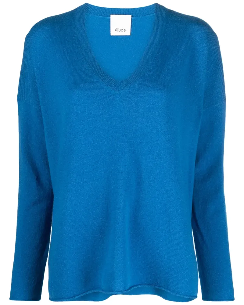 ALLUDE Kaschmirpullover mit V-Ausschnitt - Blau Blau