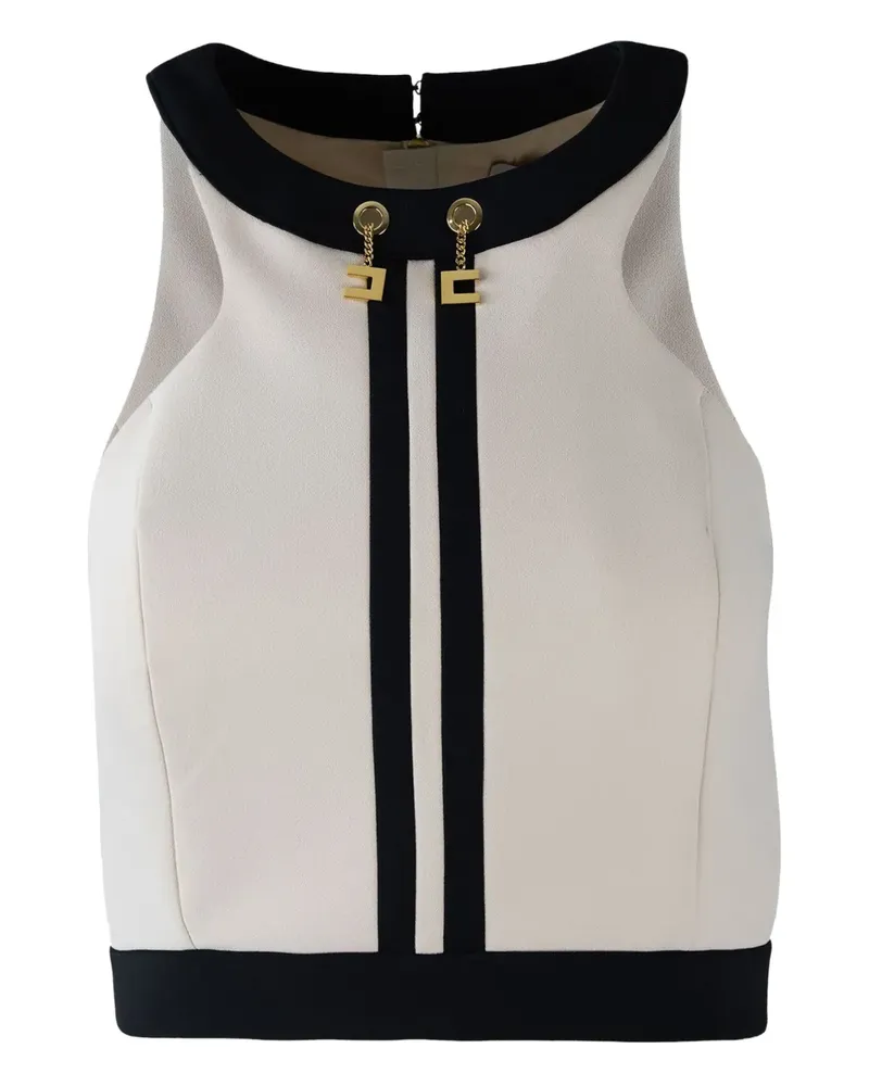 Elisabetta Franchi Top mit Logo - Weiß Weiß
