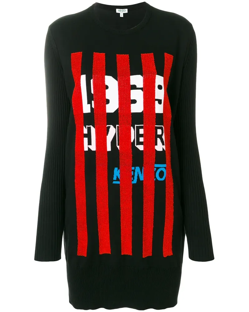 Kenzo Strickkleid mit "Hyper"-Print - Schwarz Schwarz