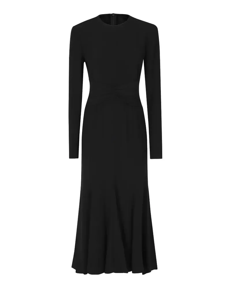 Alberta Ferretti Gerafftes Kleid mit langen Ärmeln - Schwarz Schwarz